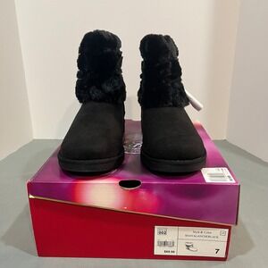Khol's So Faux Fur Boots Womens Size 7 Black Avalanche Ankle Winter New